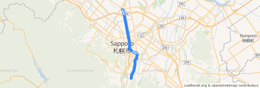 Mapa del recorrido 南北線 de la línea  en Sapporo.