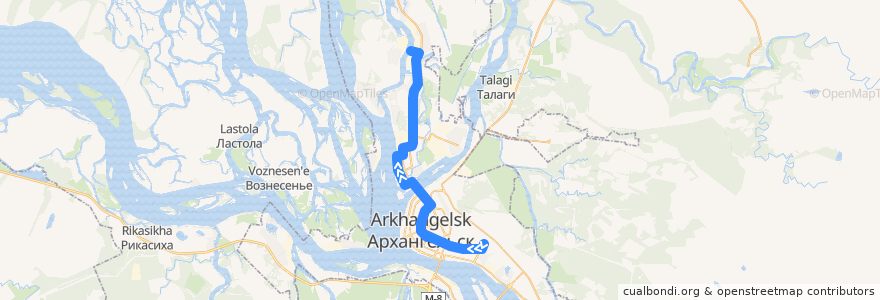 Mapa del recorrido Автобус 65 de la línea  en городской округ Архангельск.