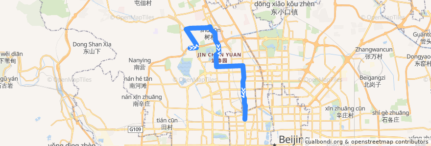 Mapa del recorrido Bus 562: 中央党校北门 => 西直门南 de la línea  en 海淀区.