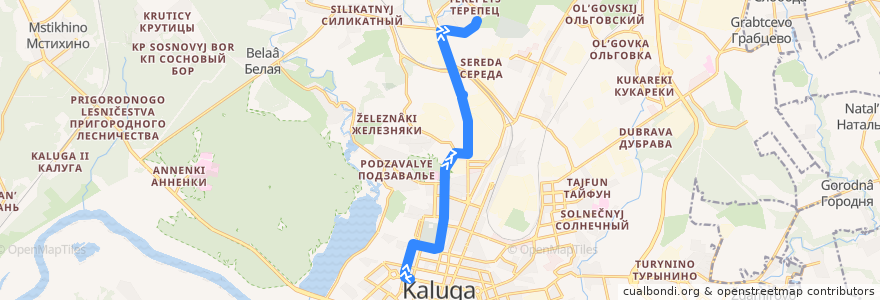 Mapa del recorrido Троллейбус №17: улица Кирова -> Терепец de la línea  en городской округ Калуга.