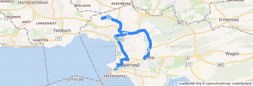 Mapa del recorrido Bus 994: Rapperswil, Bahnhof => Jona, Bahnhof de la línea  en Wahlkreis See-Gaster.