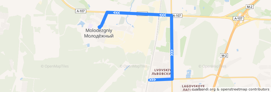 Mapa del recorrido Автобус №54 (Подольск): ст. Львовская - Молодёжный de la línea  en городской округ Подольск.