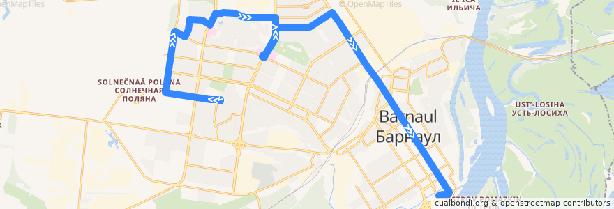 Mapa del recorrido Автобус №1: Барнаульский зоопарк - Спартак-2 de la línea  en городской округ Барнаул.
