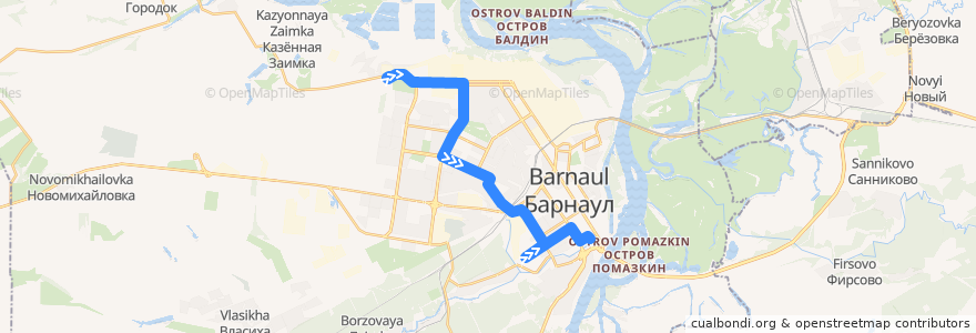 Mapa del recorrido Трамвай №5: ст. Мясокомбинат — пл. Свободы de la línea  en городской округ Барнаул.