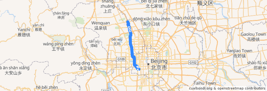 Mapa del recorrido Bus 717: 菜户营桥东 => 城铁西二旗站 de la línea  en 北京市.