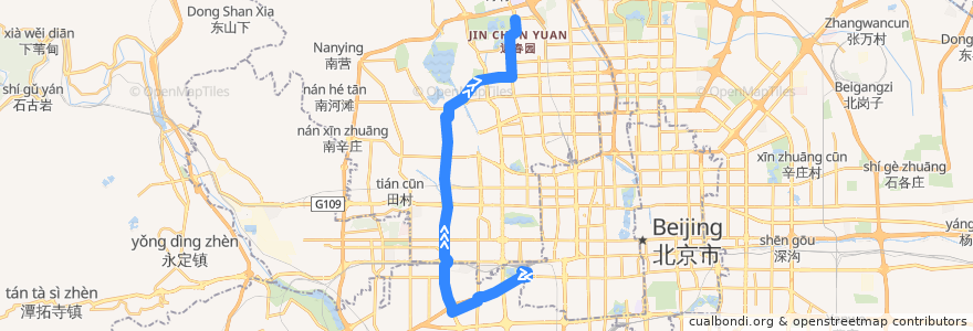 Mapa del recorrido Bus 982: 北京西站南广场 => 土井村西口 de la línea  en Pekín.