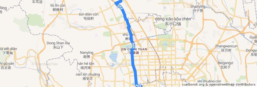 Mapa del recorrido Bus 运通205: 动物园 => 史各庄 de la línea  en 베이징시.