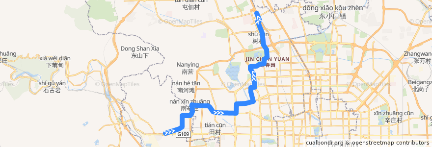 Mapa del recorrido Bus 664: 地铁苹果园站 => 城铁西二旗站 de la línea  en 北京市.