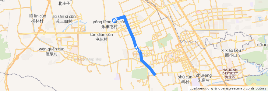 Mapa del recorrido Bus 438: 永丰站 => 西直门 de la línea  en Haidian District.