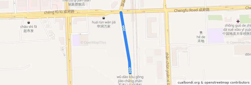 Mapa del recorrido Bus 398: 五道口公交场站 => 育新小区 de la línea  en Haidian District.