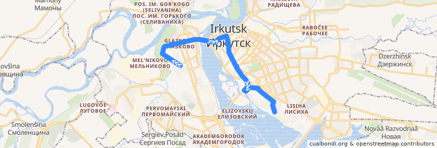 Mapa del recorrido Автобус №11: ул.Чайковского - Бульвар Постышева de la línea  en городской округ Иркутск.