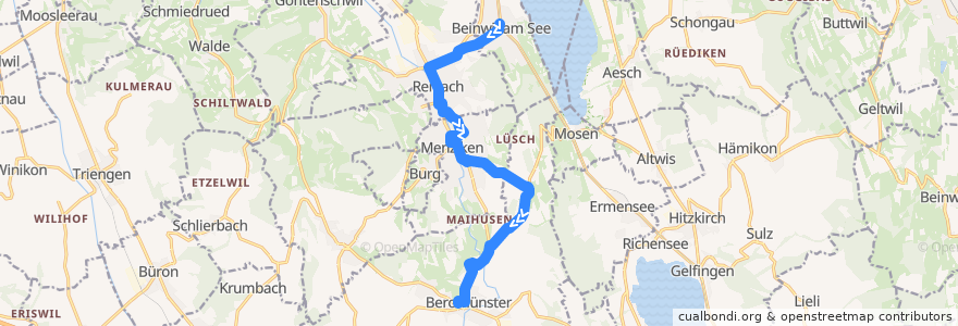 Mapa del recorrido Bus 398: Beinwil am See => Beromünster de la línea  en Schweiz.