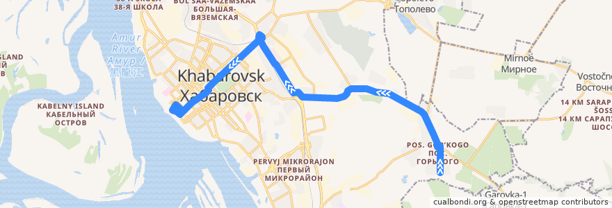 Mapa del recorrido Автобус 14: СНТ "Черёмушки - Комсомольская площадь" de la línea  en городской округ Хабаровск.