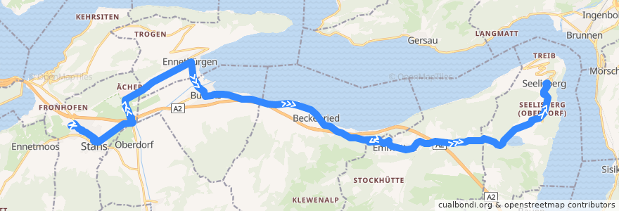 Mapa del recorrido Bus 311: Stans-Ennetbürgen-Seelisberg de la línea  en Nidwalden.