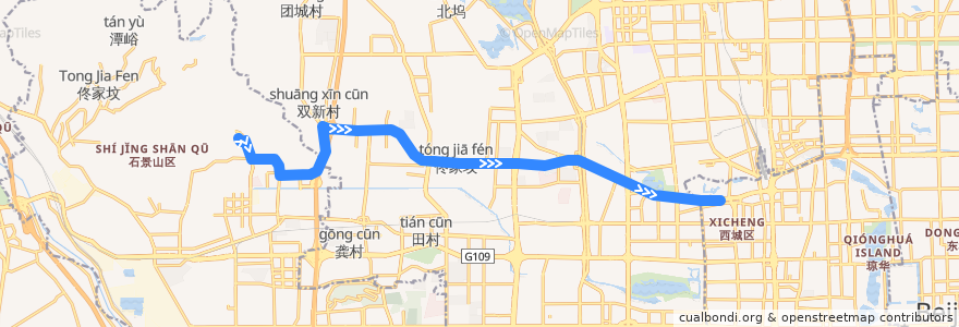 Mapa del recorrido Bus 347: 八大处 => 新街口豁口 de la línea  en Pechino.