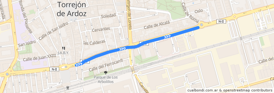 Mapa del recorrido Bus 274: Madrid (Estación Sur) => Albalate de Zorita de la línea  en Torrejón de Ardoz.