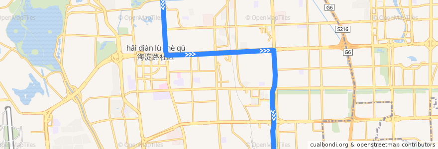 Mapa del recorrido Bus 498: 中央党校北门 => 新街口豁口 de la línea  en 海淀区.