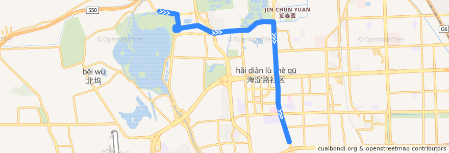 Mapa del recorrido Bus 601: 颐和园北宫门 => 祁家坟 de la línea  en پکن.