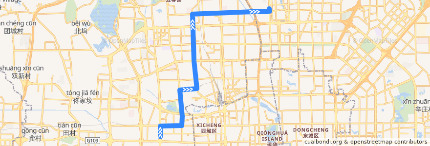 Mapa del recorrido Bus 86: 航天桥北 => 国家体育馆公交场站 de la línea  en 海淀区.