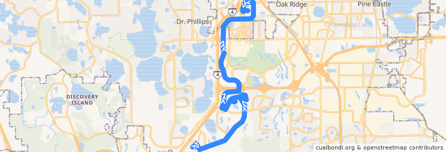 Mapa del recorrido Red Line Northbound de la línea  en Orange County.