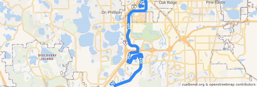 Mapa del recorrido Red Line Northbound de la línea  en شهرستان اورنج، فلوریدا.