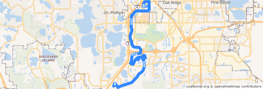 Mapa del recorrido Red Line Southbound de la línea  en オレンジ郡 (フロリダ州).