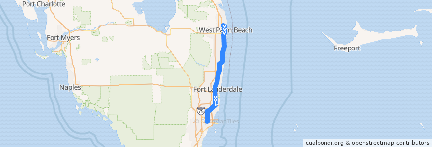Mapa del recorrido Tri-Rail: Mangonia Park => Miami Airport de la línea  en 플로리다주.