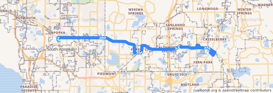 Mapa del recorrido 436N SR 436 Crosstown (eastbound) de la línea  en Flórida.