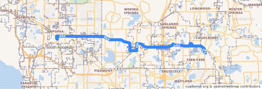 Mapa del recorrido 436N SR 436 Crosstown (westbound) de la línea  en فلوريدا.