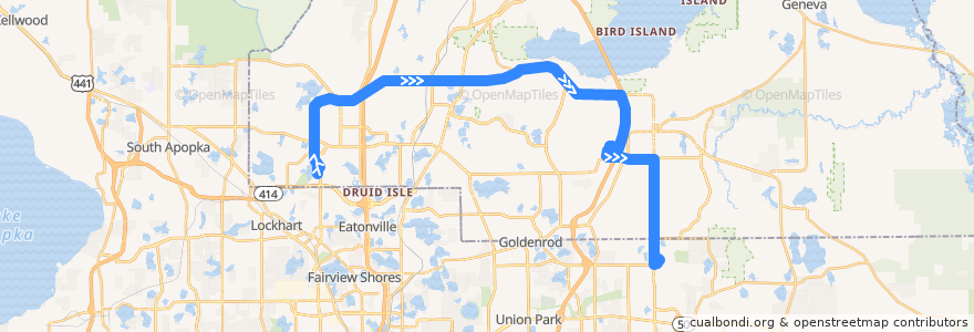 Mapa del recorrido 434 SR 434 Crosstown (eastbound) de la línea  en Seminole County.