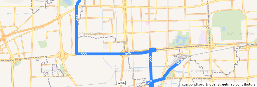 Mapa del recorrido Bus 72: 北京南站南广场 => 北京西站南广场 de la línea  en Beijing.