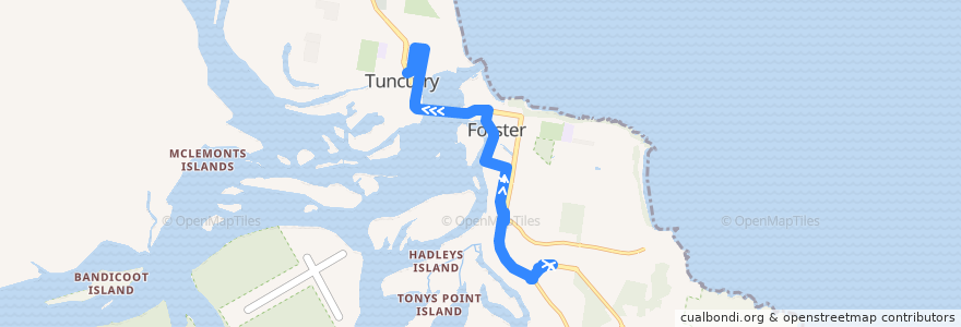 Mapa del recorrido Bus 303: Stockland Forster => Tuncurry de la línea  en Mid-Coast Council.