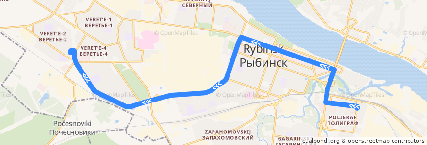 Mapa del recorrido Троллейбус №4: ул.Куйбышева - ул.Расторгуева de la línea  en городской округ Рыбинск.