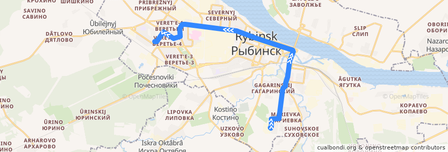 Mapa del recorrido Троллейбус 6: ул.Расторгуева - завод Призма de la línea  en городской округ Рыбинск.