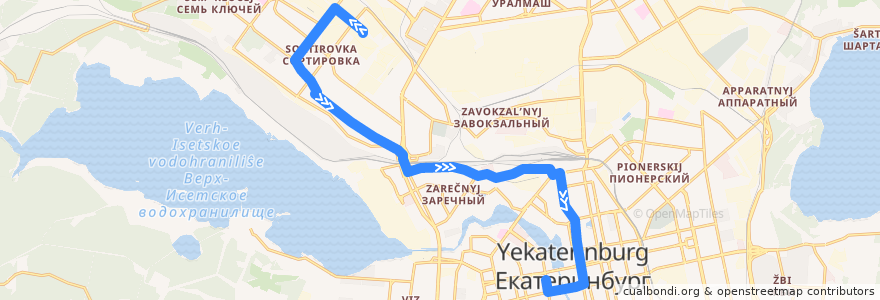 Mapa del recorrido Автобус 13а. Уралтехгаз - Станция метро "Площадь 1905 года" de la línea  en городской округ Екатеринбург.