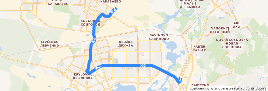 Mapa del recorrido ТМ 6 жилой массив Караваево - улица Халитова de la línea  en городской округ Казань.