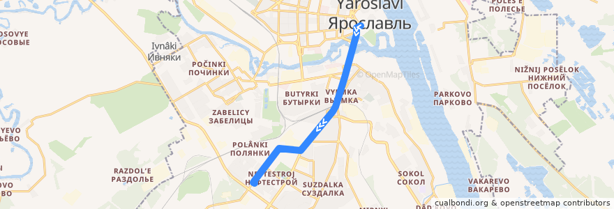 Mapa del recorrido Троллейбус 5: Богоявленская площадь - улица Рыкачёва de la línea  en городской округ Ярославль.