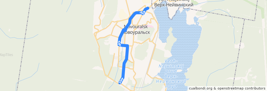 Mapa del recorrido Автобус №2: 21 МКР - М.Горького de la línea  en Новоуральский городской округ.