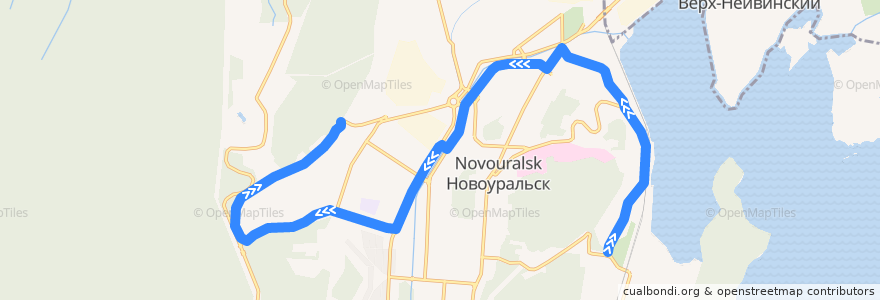 Mapa del recorrido Автобус №11: Сады - Промышленная de la línea  en Новоуральский городской округ.