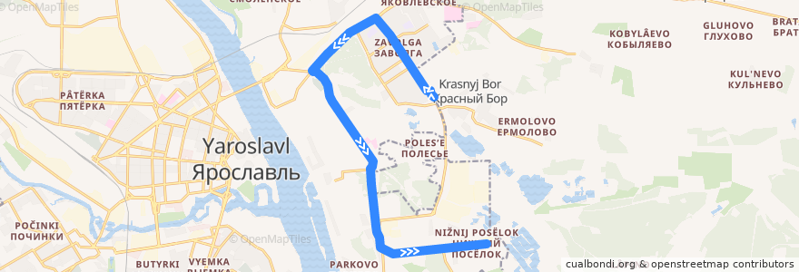 Mapa del recorrido Автобус 35: ТЦ "Глобус" - Нижний поселок de la línea  en городской округ Ярославль.