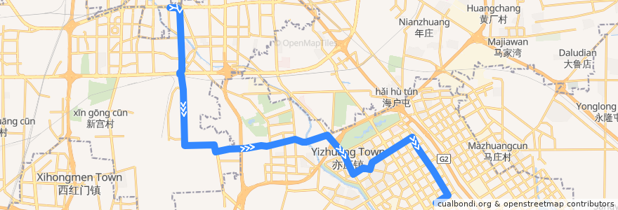 Mapa del recorrido Bus 324: 草桥 => 开发区交通服务中心 de la línea  en Beijing.