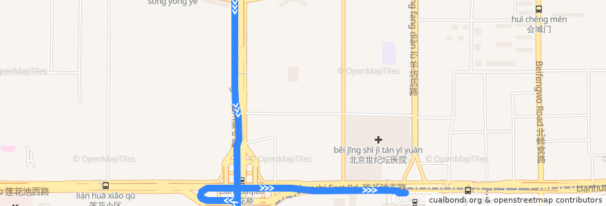 Mapa del recorrido Bus 52: 平乐园 => 北京西站 de la línea  en Beijing.