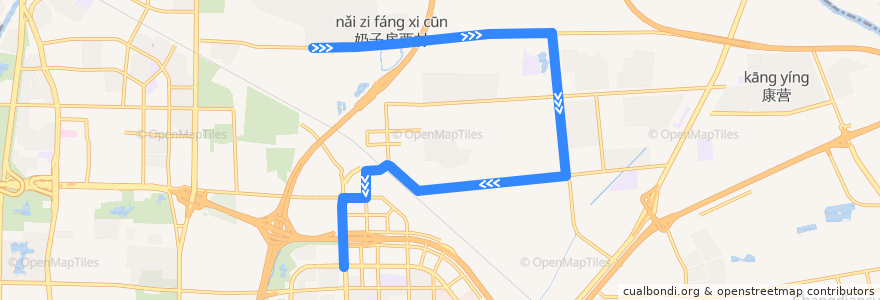 Mapa del recorrido Bus 944: 奶子房 => 菜户营桥西 de la línea  en 朝阳区.