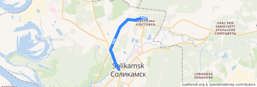 Mapa del recorrido Автобус №3: Клестовка - Автостанция (Центр) de la línea  en Соликамский городской округ.