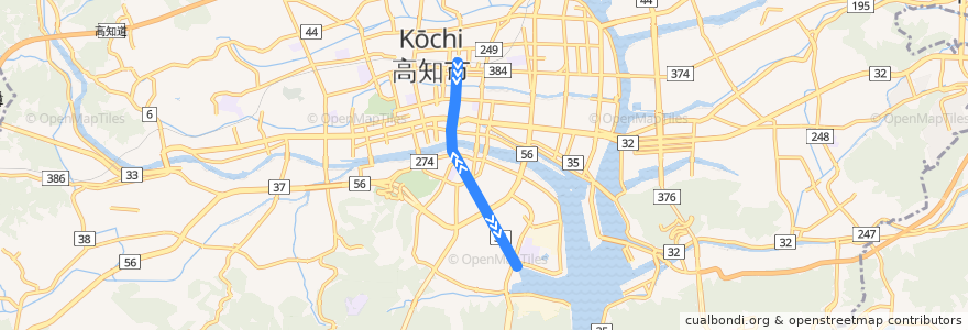 Mapa del recorrido 土佐電氣鐵道桟橋線 de la línea  en 고치시.