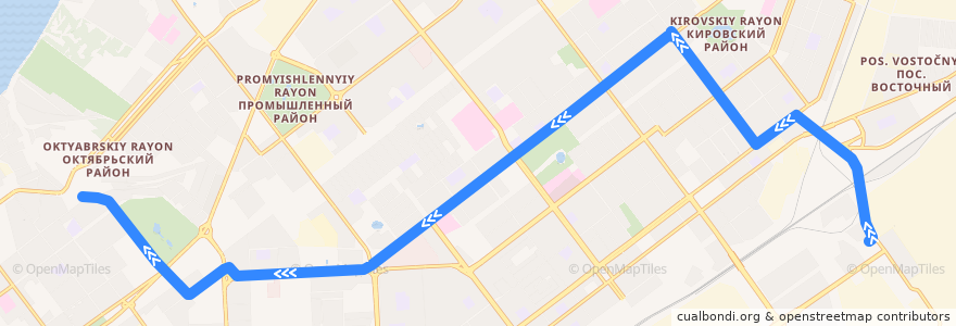 Mapa del recorrido Трамвай 13: Костромской переулок - Постников Овраг de la línea  en городской округ Самара.