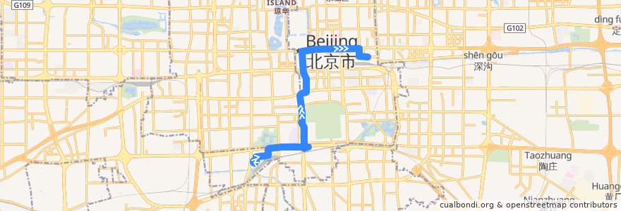 Mapa del recorrido Bus 203: 北京南站 => 北京站东 de la línea  en 首都功能核心区.