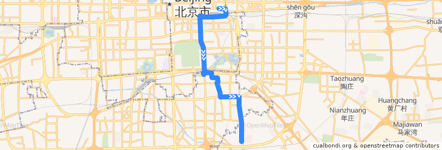 Mapa del recorrido Bus 25: 北京站东 => 城外诚 de la línea  en 北京市.