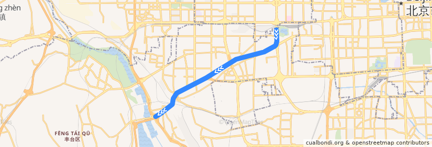 Mapa del recorrido Bus 662: 长椿街路口西 => 云岗101所 de la línea  en 丰台区.