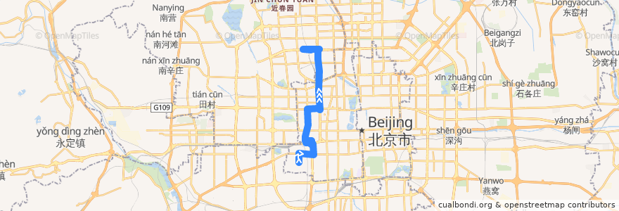 Mapa del recorrido Bus 80: 小红庙 => 金五星百货城 de la línea  en 首都功能核心区.